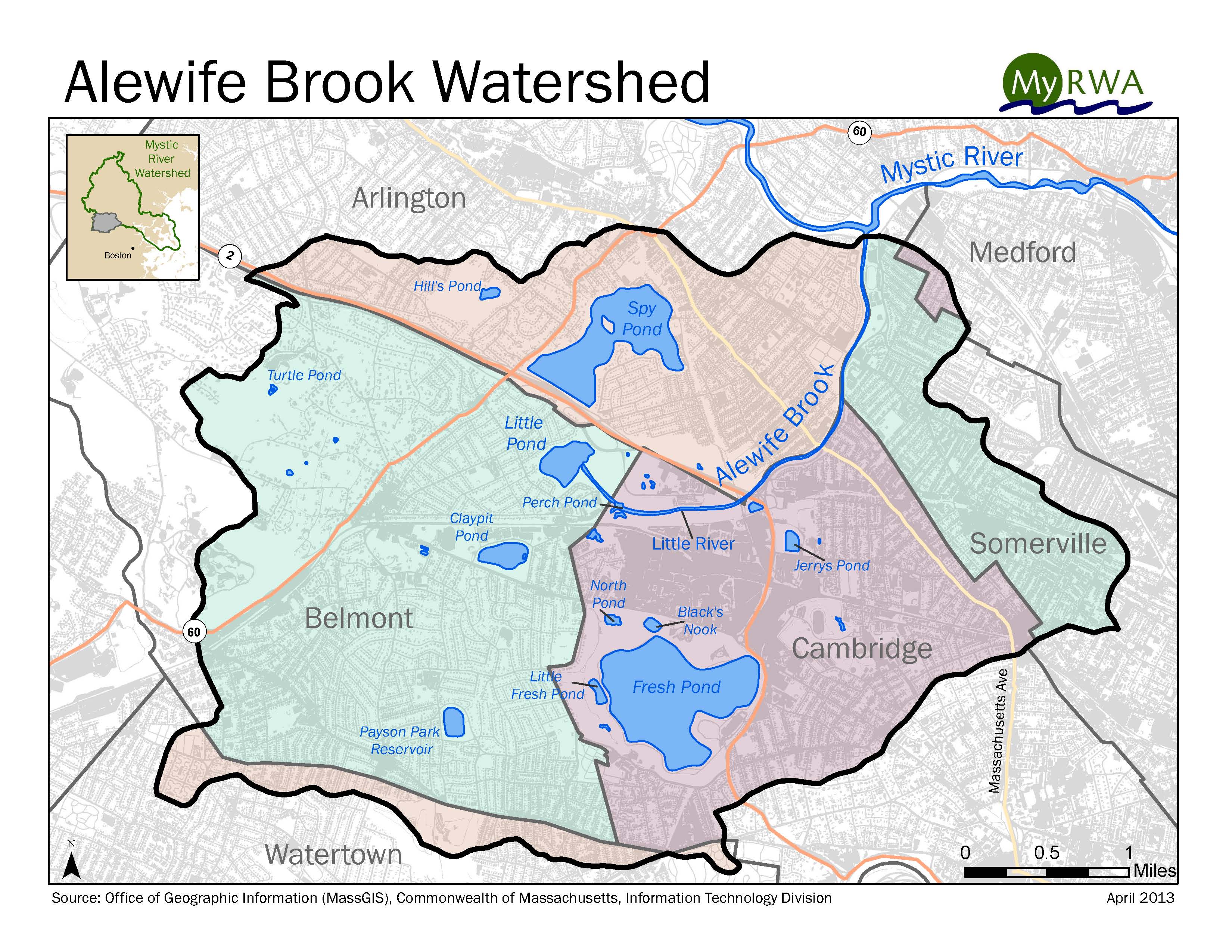 map of Alewife Brook Watershed